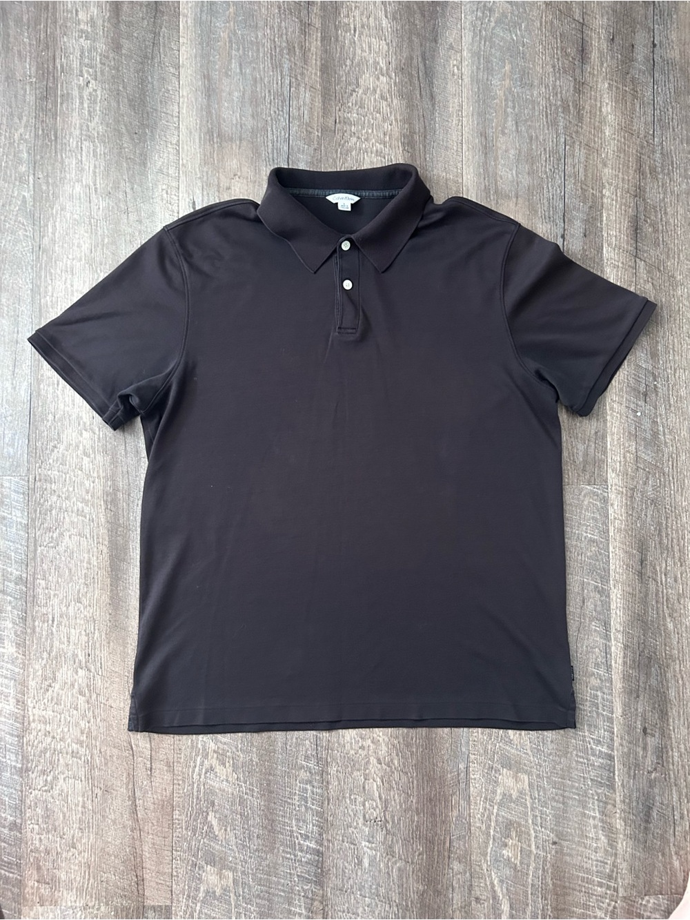 Calvin Klein Black Men's Polo with Two-Button Placket